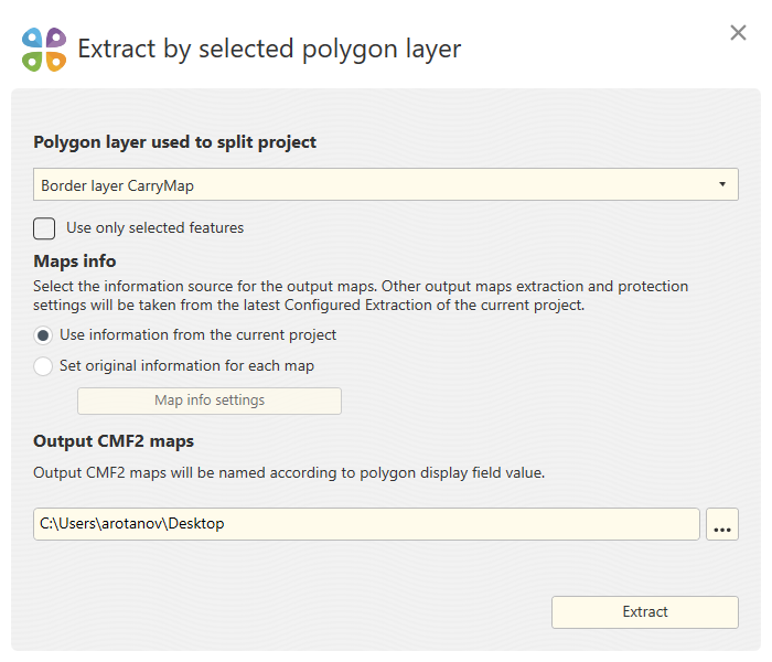 Extracting map by selected polygon layer