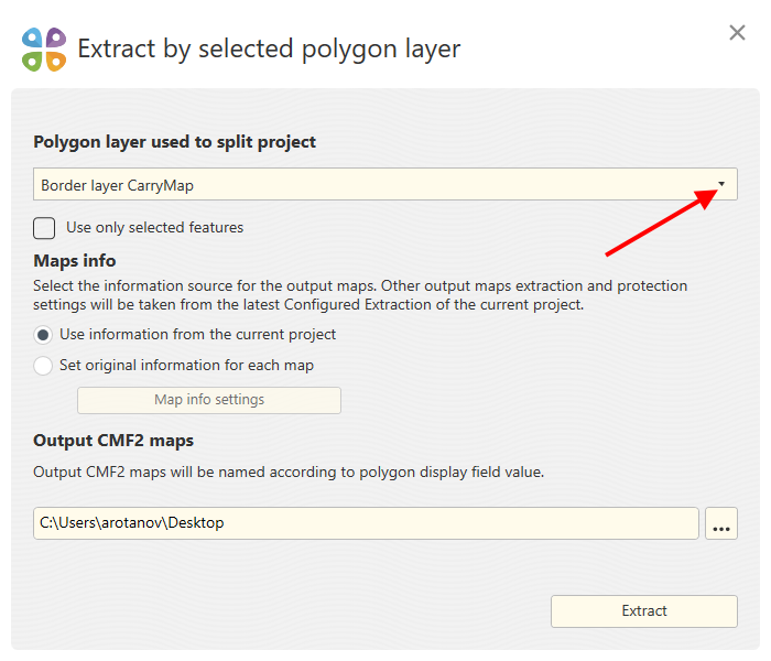 Extracting map by selected polygon layer