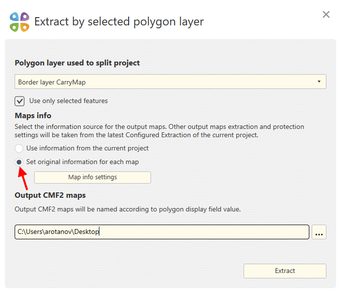 Extracting map by selected polygon layer