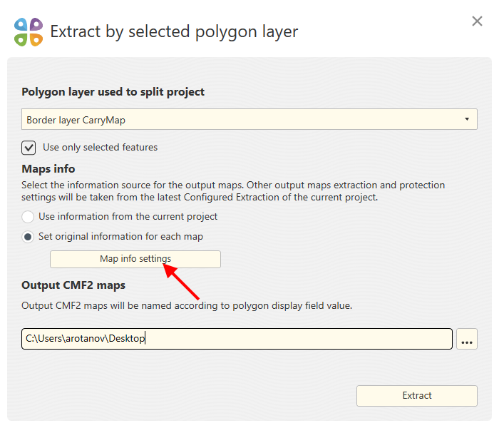 Extracting map by selected polygon layer